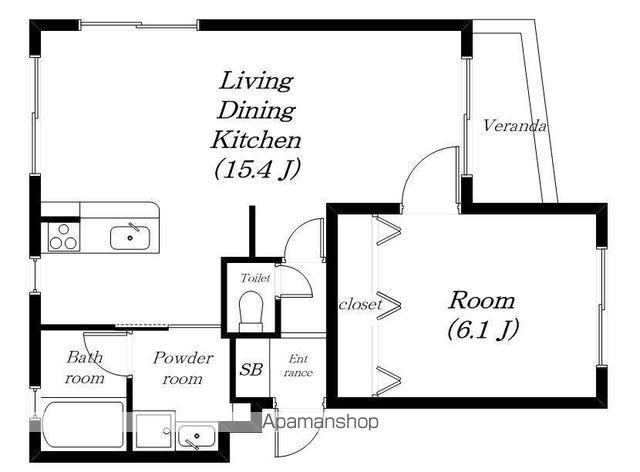コモドヴィータ(1LDK/2階)の間取り写真