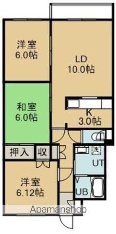 マンション北斗富岡Ⅱ(3LDK/1階)の間取り写真