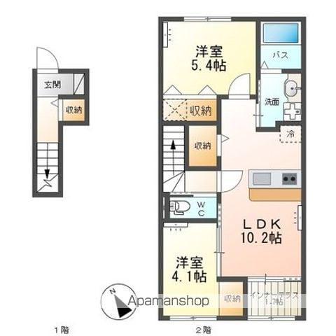 CRAISB(2LDK/2階)の間取り写真
