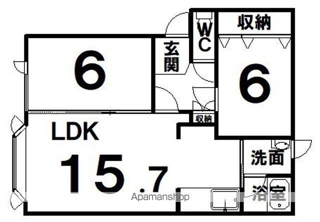 LA・RIVAGE(2LDK/1階)の間取り写真