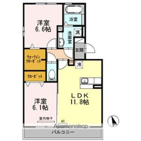 イモービリアーレ・タンタンⅡ(2LDK/2階)の間取り写真