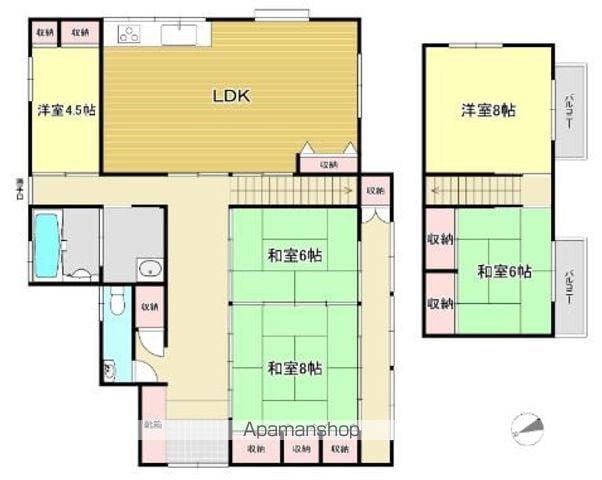 甘木鉄道 高田駅(福岡) 徒歩18分 2階建 築42年(5LDK)の間取り写真