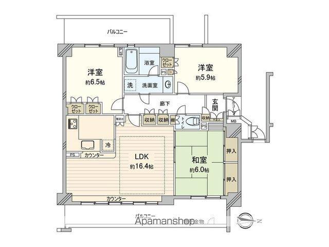 ステイツ千里古江台(3LDK/6階)の間取り写真