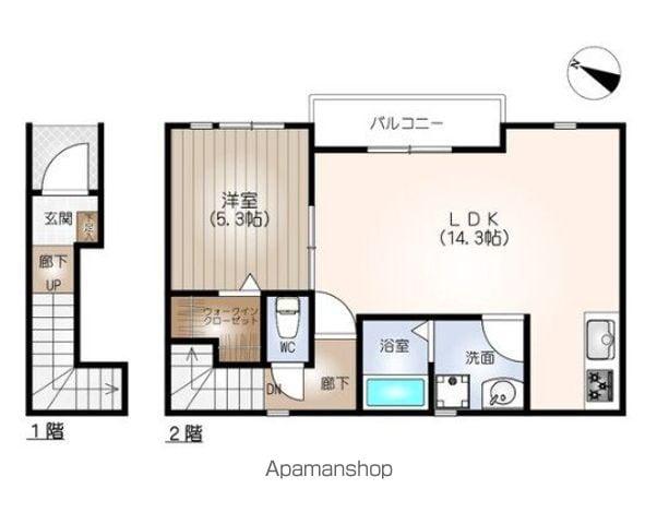 リーブルファイン成岩東町(1LDK/2階)の間取り写真
