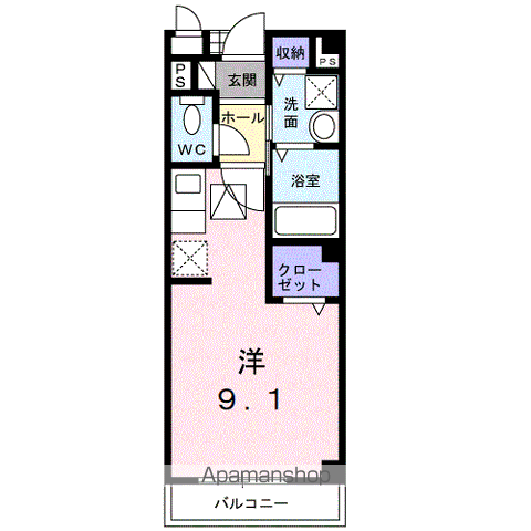 ファインD(ワンルーム/2階)の間取り写真