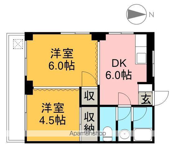 くれないハイツ(2DK/3階)の間取り写真