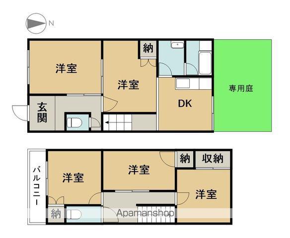 愛知県海部郡蟹江町 2階建 築43年(5DK)の間取り写真