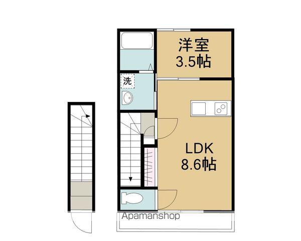 CASA PACIFICA 喜田村(1LDK/2階)の間取り写真