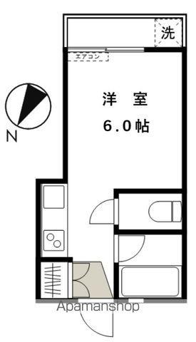 ブリックマンション B棟(ワンルーム/1階)の間取り写真