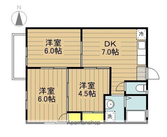 ジュネス・タナカ(3DK/2階)の間取り写真