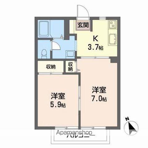 コーポ・フォーレストⅡ(2K/2階)の間取り写真