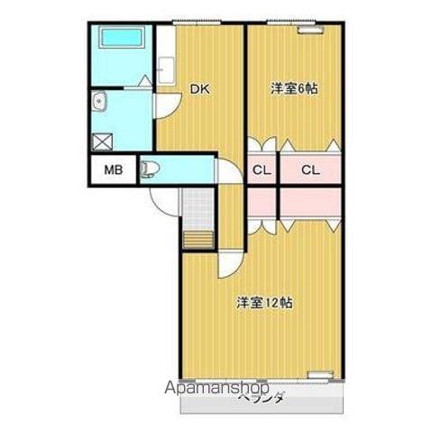 茶畑レジデンス(2DK/2階)の間取り写真