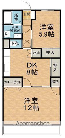 長丘タウンハウス(2DK/3階)の間取り写真