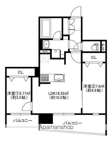 MODERN PALAZZO サウス薬院(2LDK/8階)の間取り写真