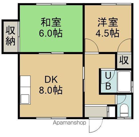 田中アパートB棟(2DK/2階)の間取り写真