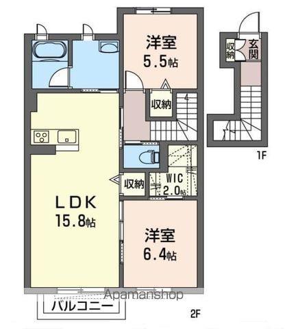 ピュア・ウインドⅡ(2LDK/2階)の間取り写真