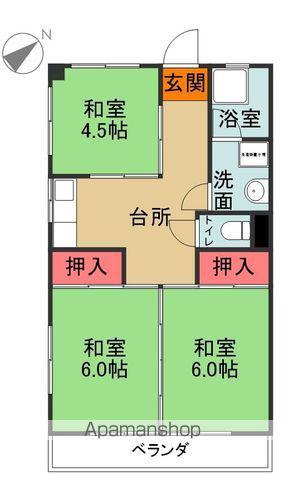 クレー城山(3K/2階)の間取り写真