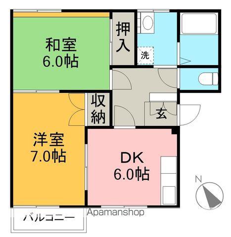 山崎ハイツ(2DK/2階)の間取り写真