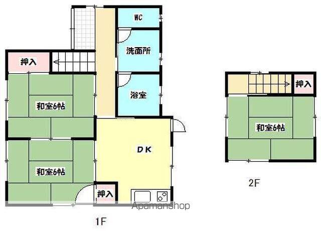 伊予鉄道環状線 本町6丁目駅 徒歩30分 2階建 築36年(3DK)の間取り写真