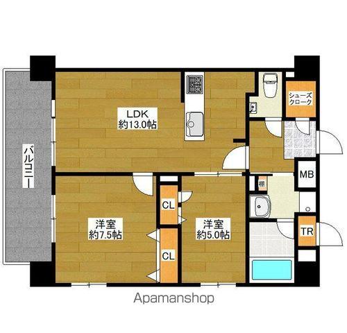ルーグ箱崎(2LDK/1階)の間取り写真