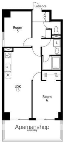 森田ビル(2LDK/6階)の間取り写真