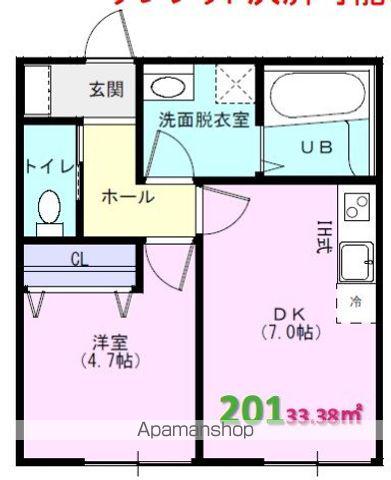 クライム3(1DK/2階)の間取り写真