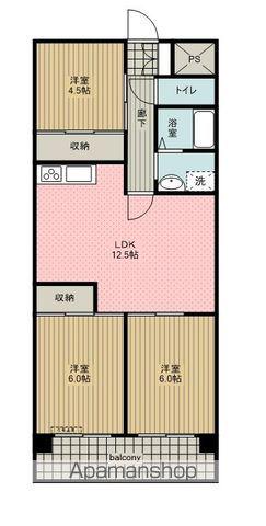 第2サンパレス国分(3LDK/6階)の間取り写真