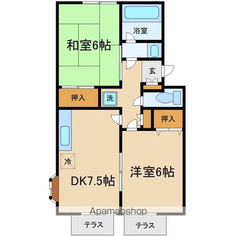 ヴィラあかねA(2DK/1階)の間取り写真