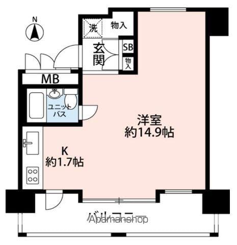 ルネ御苑プラザ(ワンルーム/4階)の間取り写真