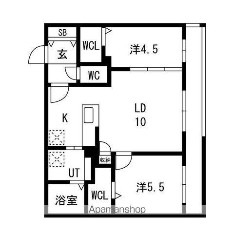 アルファスクエア北37西9MS(2LDK/4階)の間取り写真