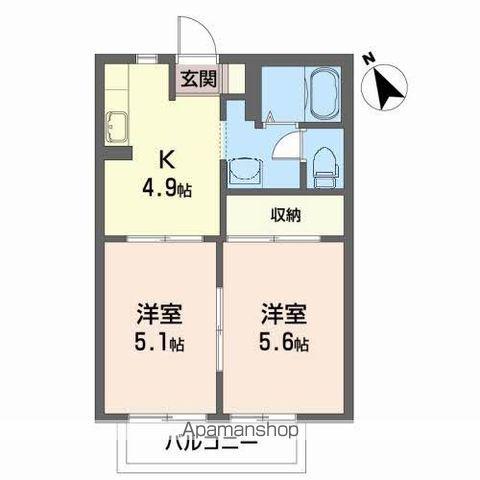 ドミール・コセキ(2K/2階)の間取り写真