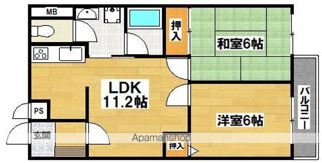クレール帝塚山(2LDK/2階)の間取り写真