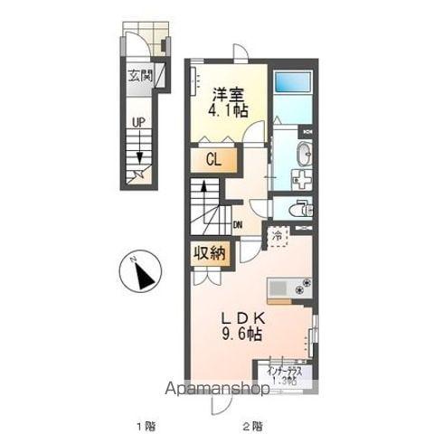 グリーンメゾンⅤ(1LDK/2階)の間取り写真