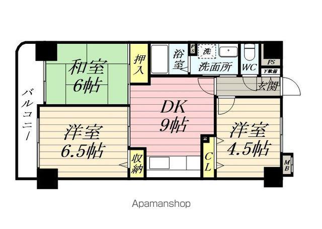 フェリースいずみ中央(3DK/4階)の間取り写真
