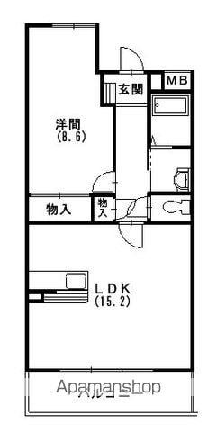 アムール住吉(1LDK/2階)の間取り写真