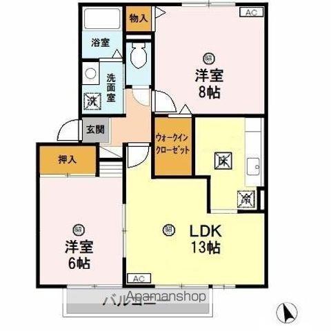 パティオドリームA棟(2LDK/1階)の間取り写真