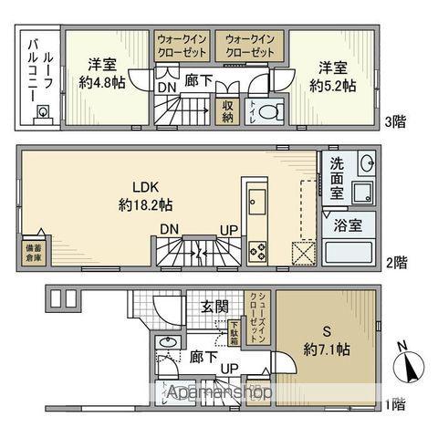 東京地下鉄方南支線 中野富士見町駅 徒歩13分 3階建 新築(2SLDK)の間取り写真