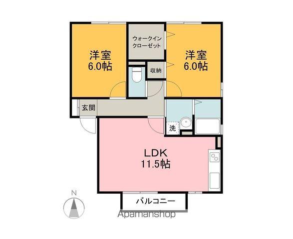 TIARA Ⅰ(2LDK/2階)の間取り写真