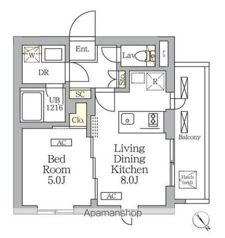 グランパーク千駄ヶ谷レジデンス(1LDK/3階)の間取り写真