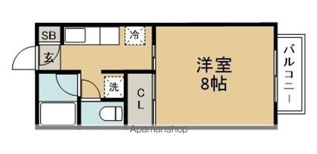 ドゥミール宮町(1K/1階)の間取り写真