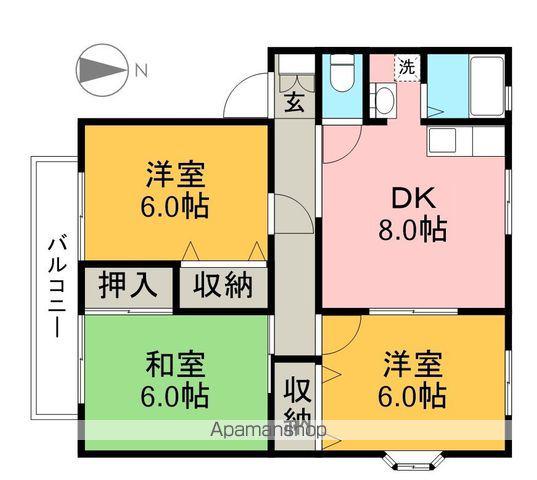 サンビレッジ一ツ橋 B棟(3DK/2階)の間取り写真