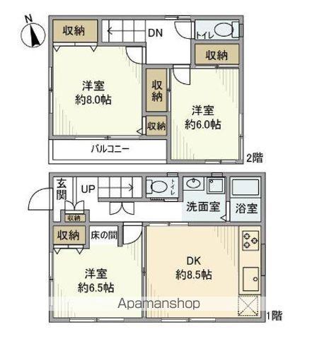 京成電鉄本線 実籾駅 徒歩20分 2階建 築37年(3DK)の間取り写真