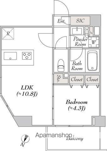 ルミーク本町ウエスト(1LDK/3階)の間取り写真