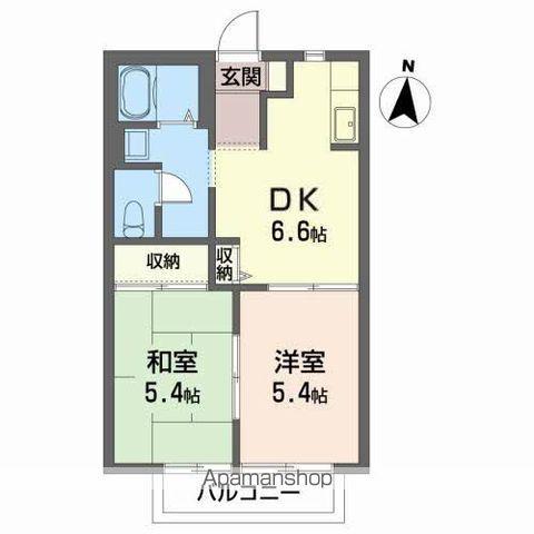 ディアス菜根B(2DK/2階)の間取り写真