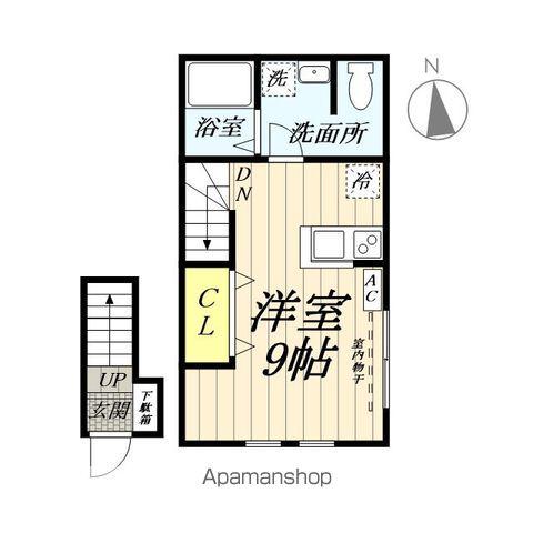 カルミア(ワンルーム/2階)の間取り写真