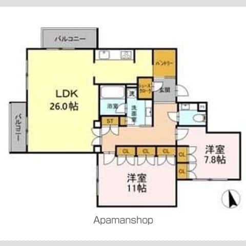 フォレスタリア高宮浄水(2LDK/2階)の間取り写真