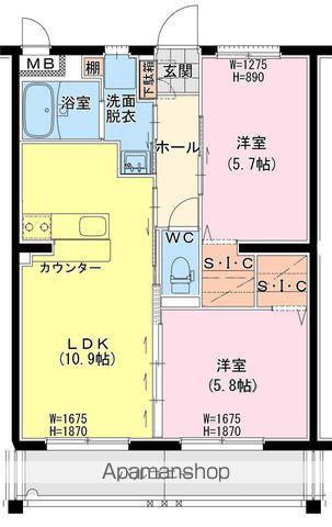 日向・鶴町3丁目47マンション(2LDK/2階)の間取り写真