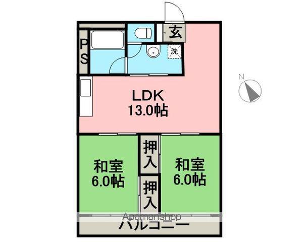 東海ステーションハイツ(2LDK/4階)の間取り写真