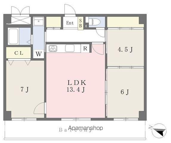 サンフラワー薬院(3LDK/4階)の間取り写真