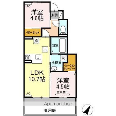 ALIVIO(2LDK/1階)の間取り写真